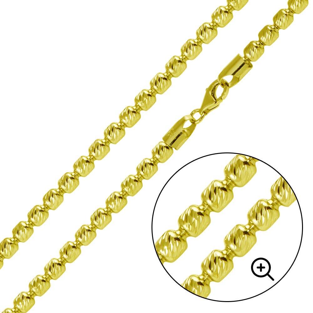14KGPL 5mm 925 Sterling Silver Barrel Slash Chain