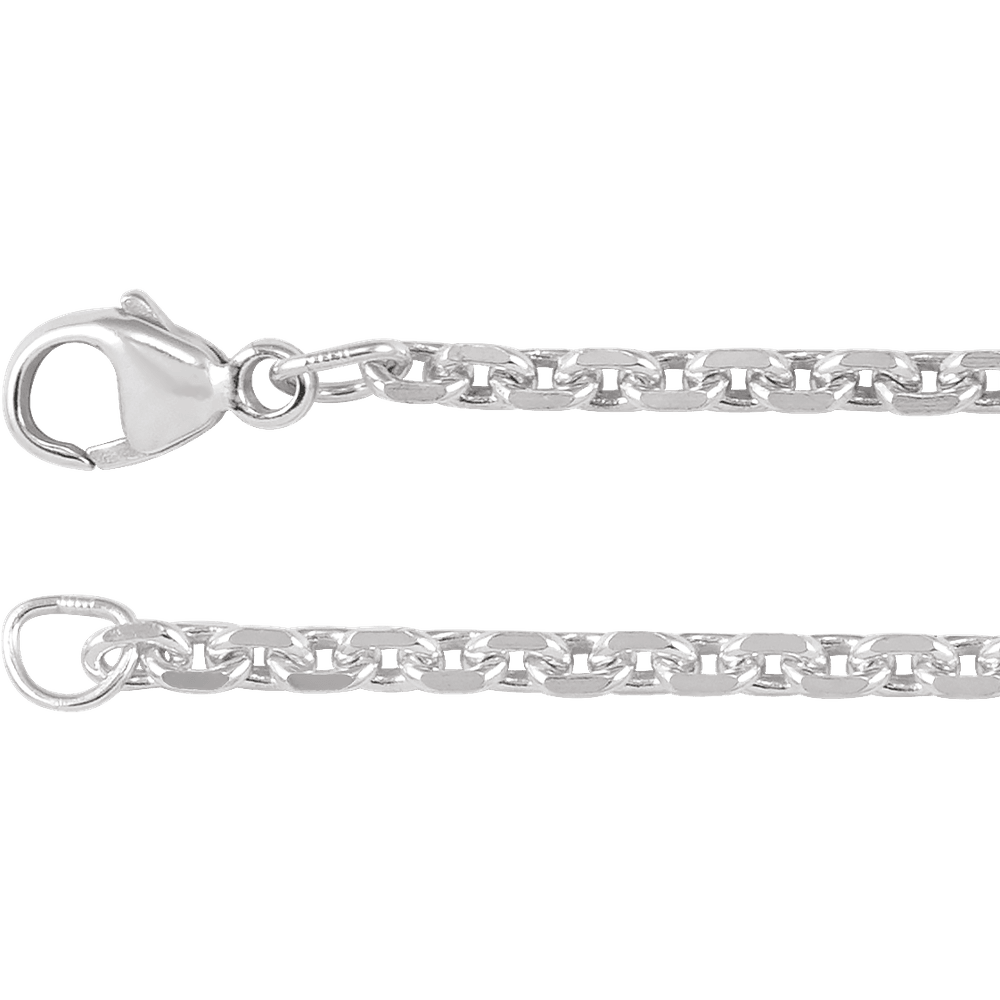 Sterling Silver 2.44 mm Diamond-Cut Cable 7" Bracelet