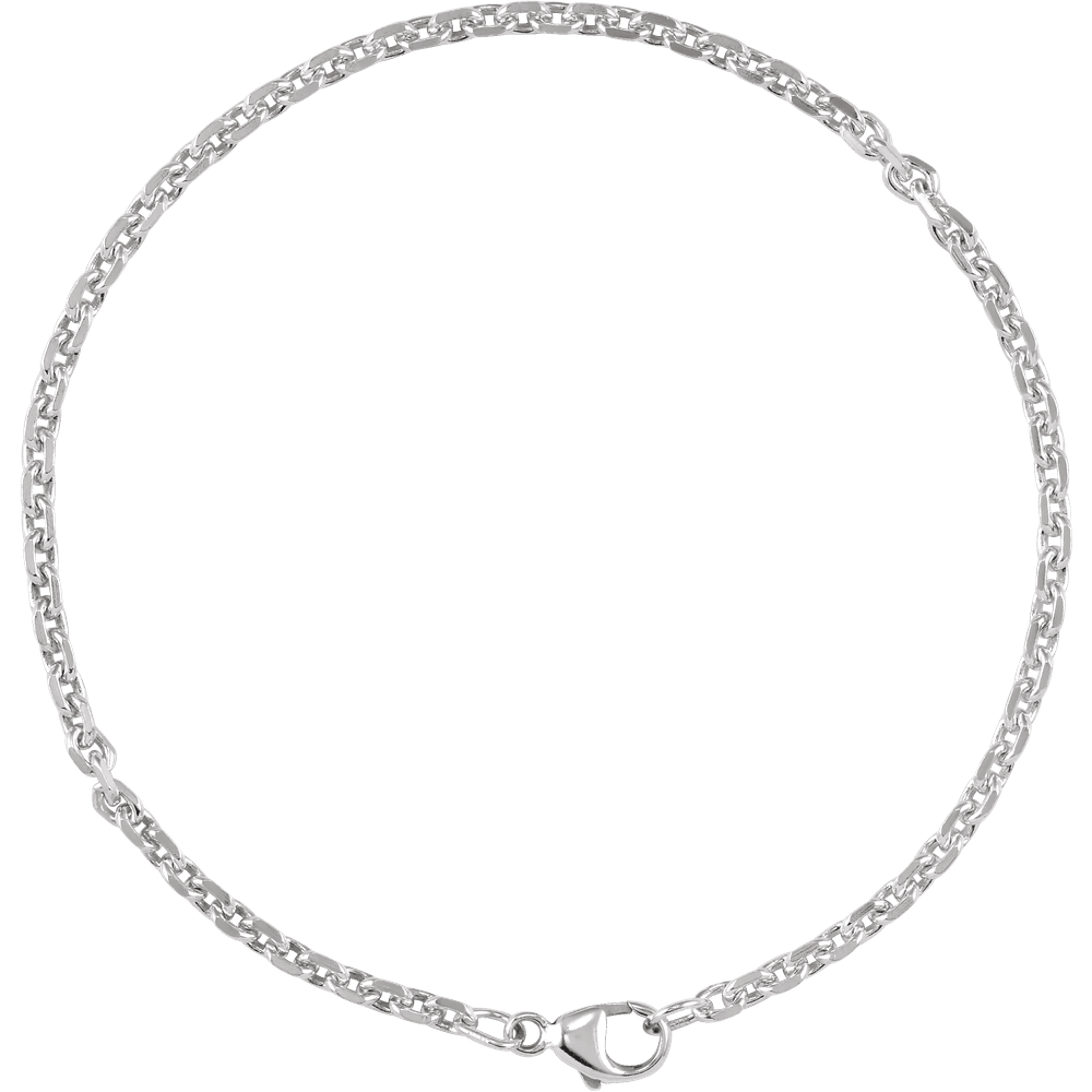 Sterling Silver 2.44 mm Diamond-Cut Cable 7" Bracelet