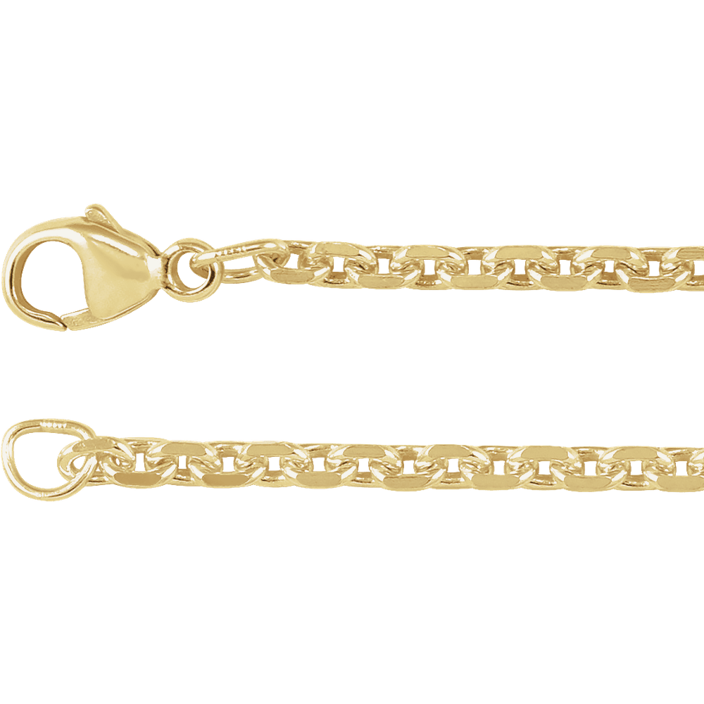14K Yellow Gold 2.44 mm Diamond-Cut Cable 7" Bracelet