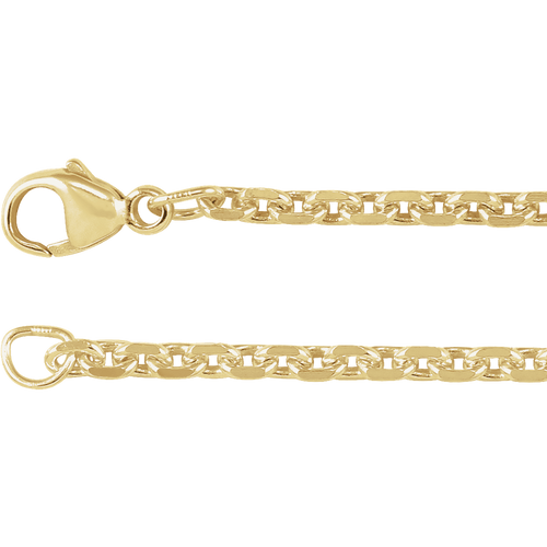 14K Yellow Gold 2.44 mm Diamond-Cut Cable 7" Bracelet