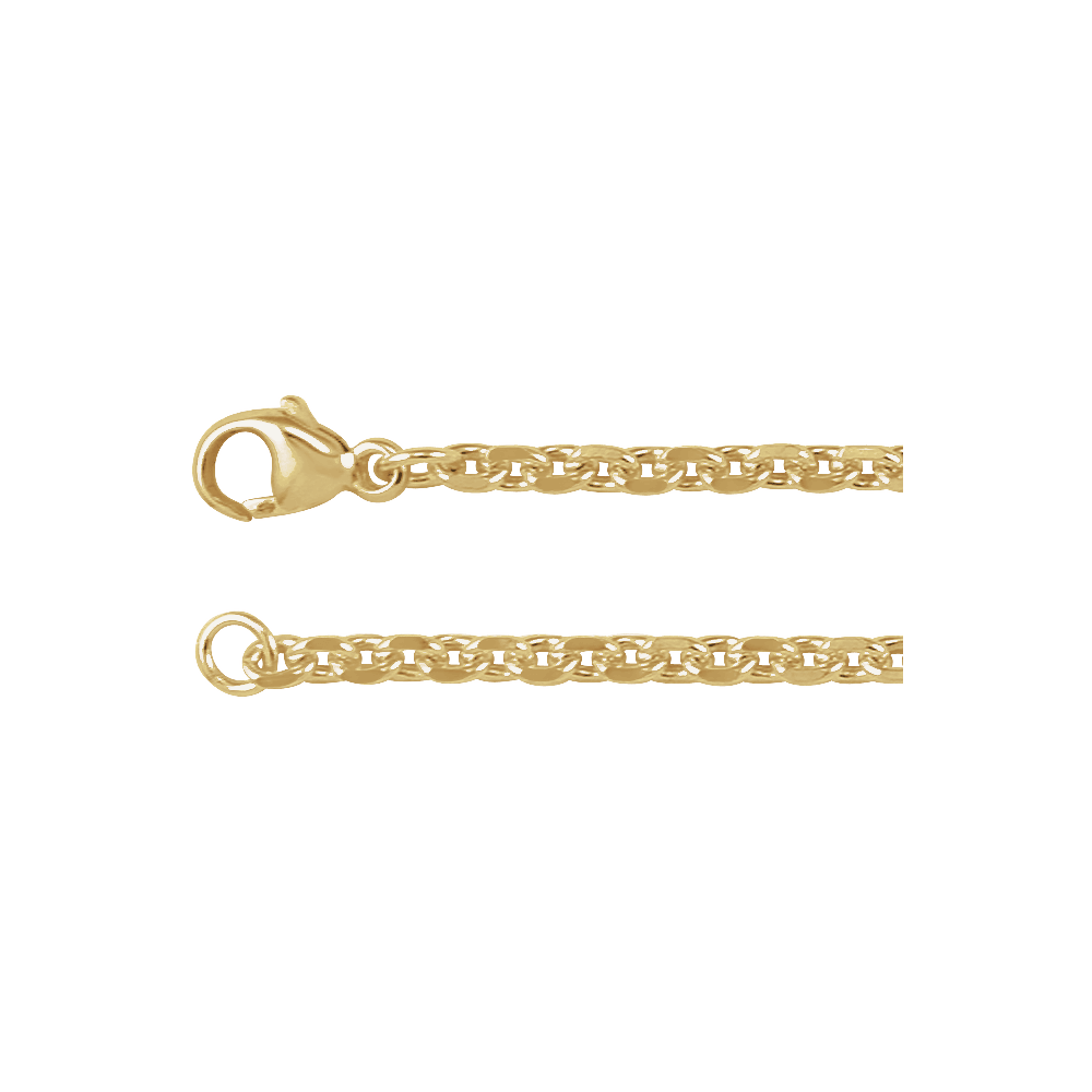 14K Yellow Gold 2.44 mm Diamond-Cut Cable Chain